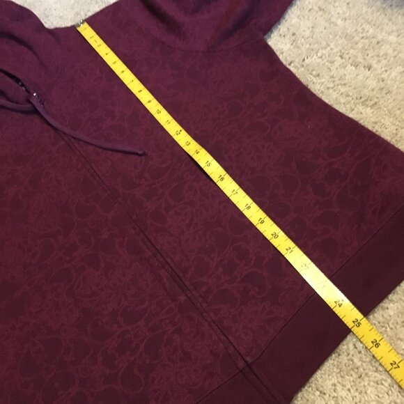 Hanes Burgundy Rococo Print Drawstring Sweater Hoodie - Picture 15 of 16